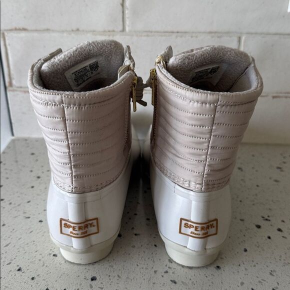 Sperry Cream Duck Rubber Rain Ankle Boots Outdoors Performance Casual Size 6 EUC - Picture 3 of 12